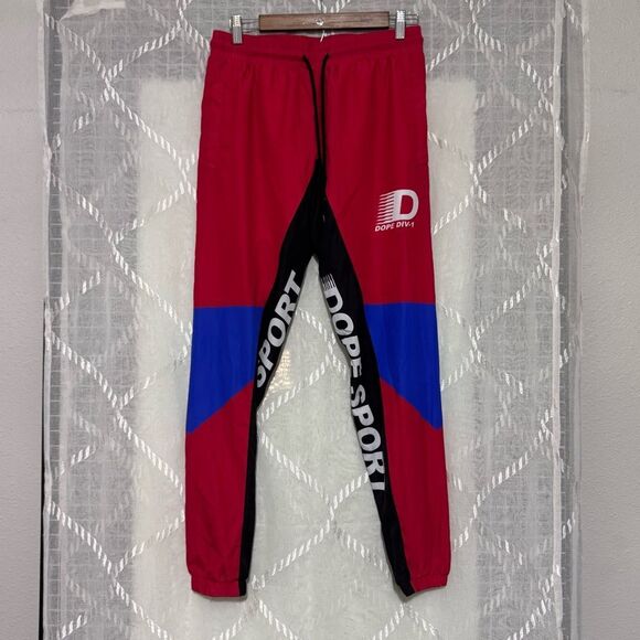 DOPE Sports Red and Blue Windbreaker Style Mens Joggers Sz Small - Picture 2 of 10